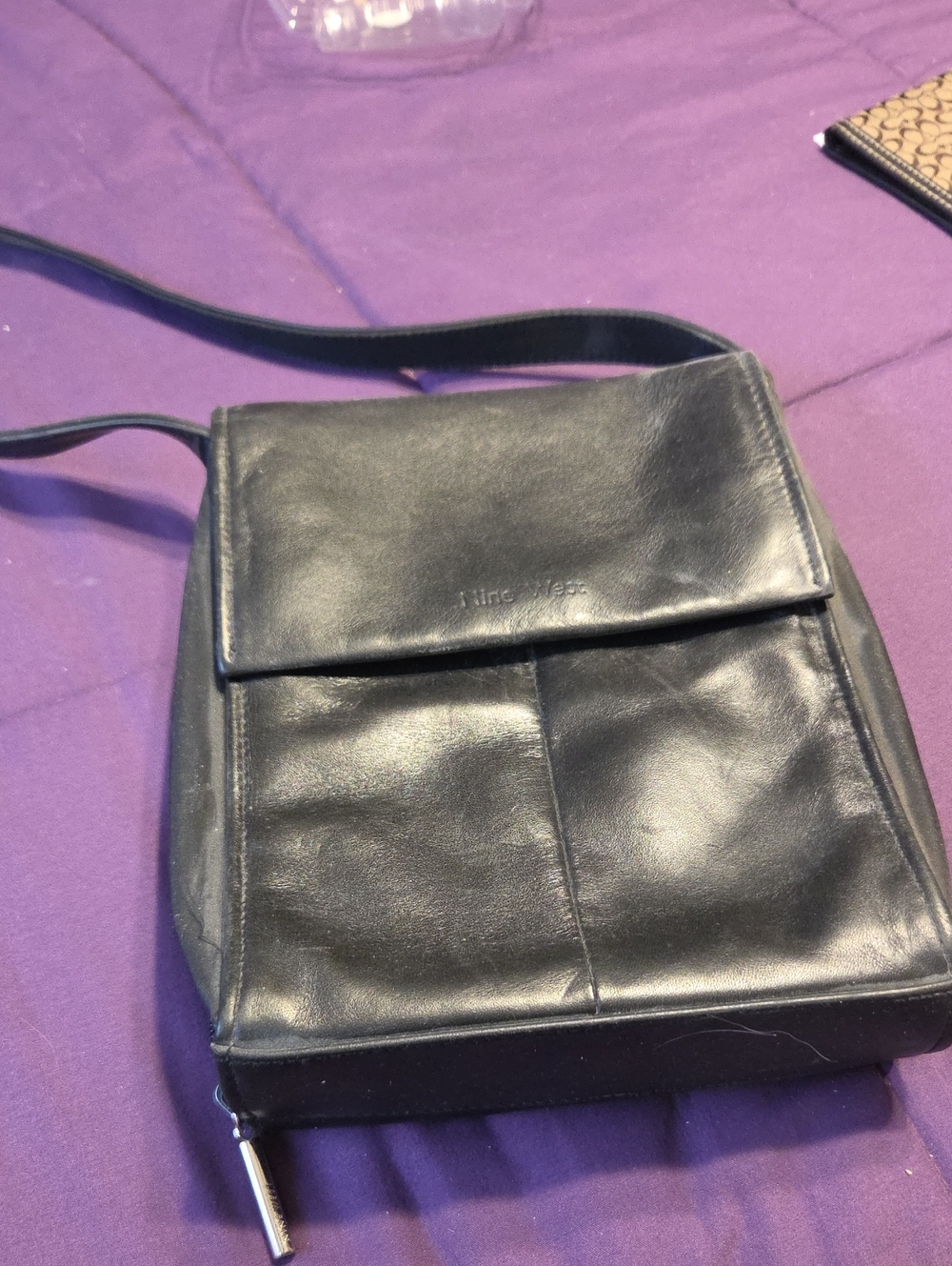 Leather Crossbody Bag for Women Black